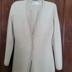 Dana Buchman Cream Herringbone Blazer